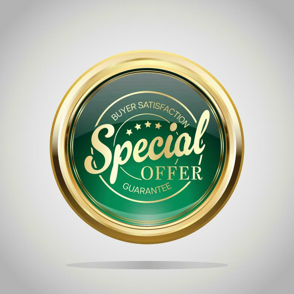 Luxury golden green badges and labels. Retro vintage circle badge design vector