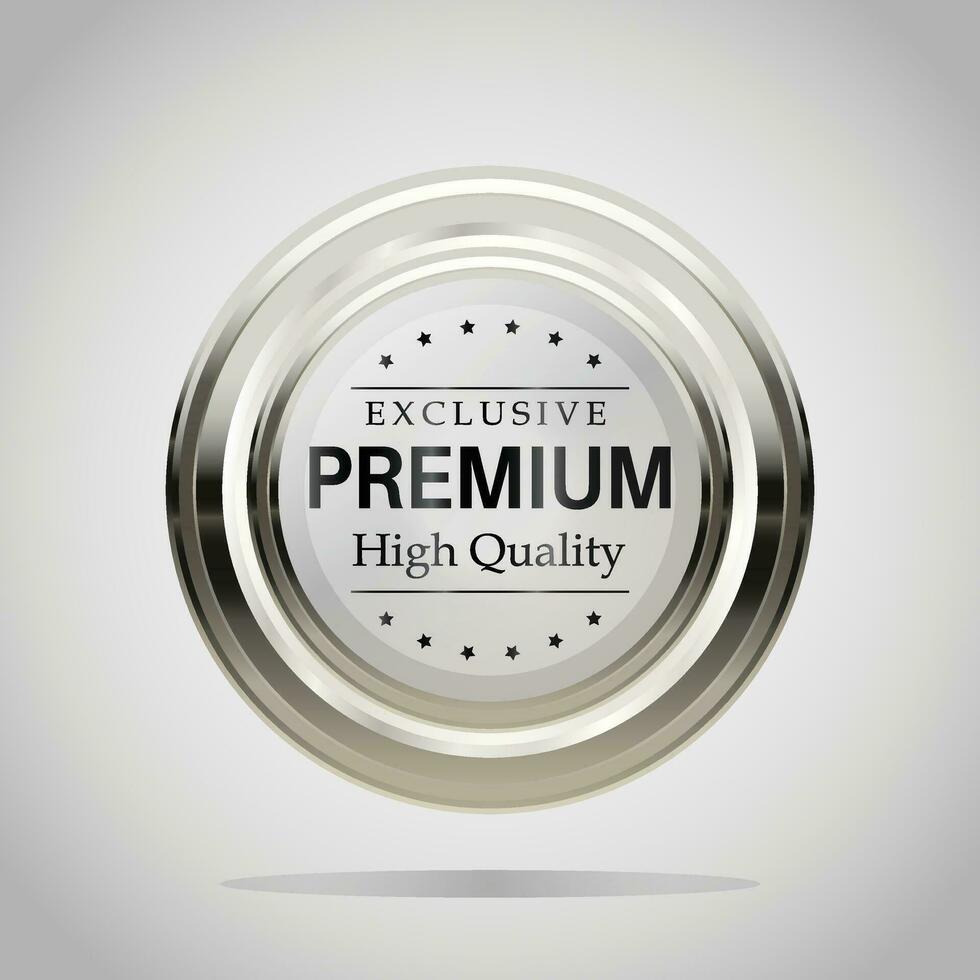 Luxury silver metal badges and labels. Retro vintage circle badge design vector