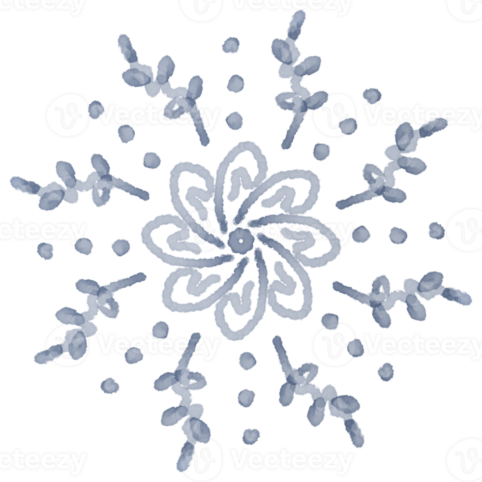 Watercolor winter holiday clipart hand drawn navy blue snowflakes png