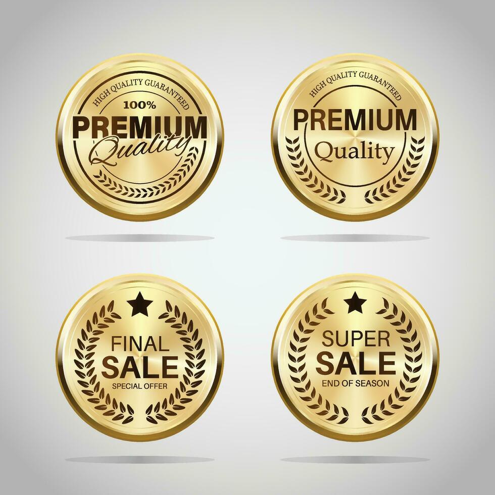 Luxury golden badges and labels. Retro vintage circle badge design vector