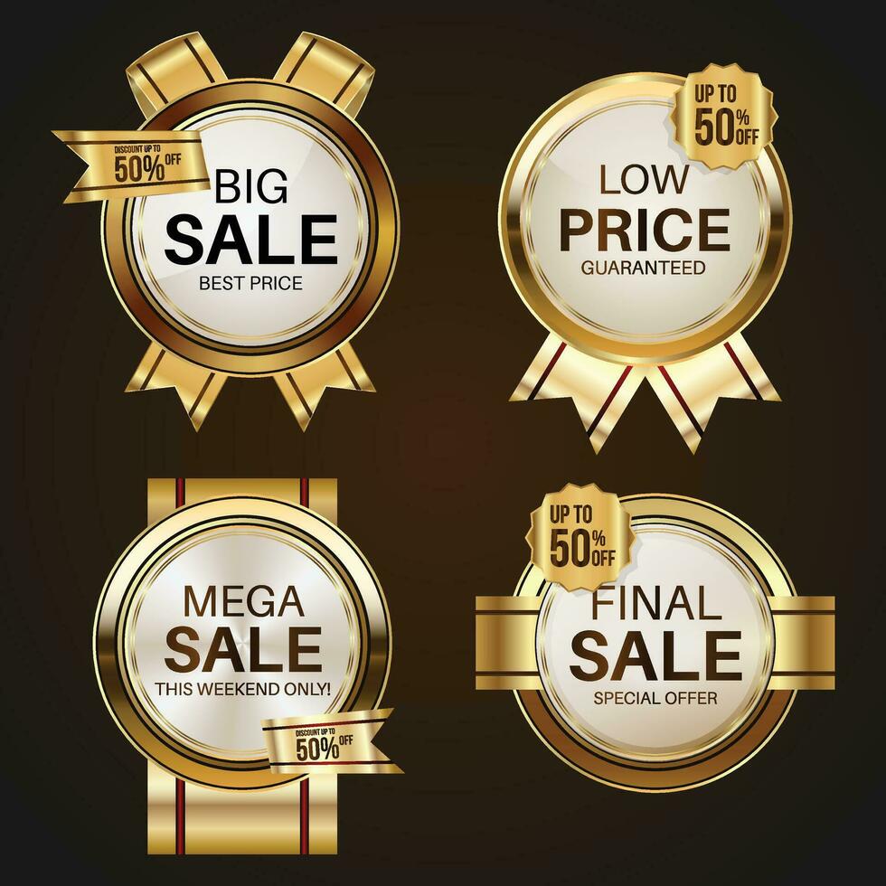 Luxury golden sale badges and labels. Retro vintage sale circle badge design vector