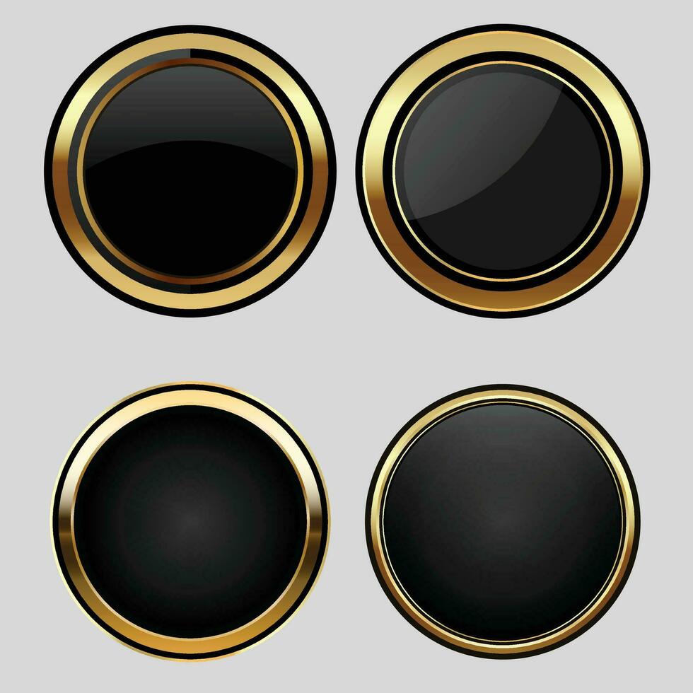 lujo dorado negro insignias y etiquetas. retro Clásico circulo Insignia diseño vector
