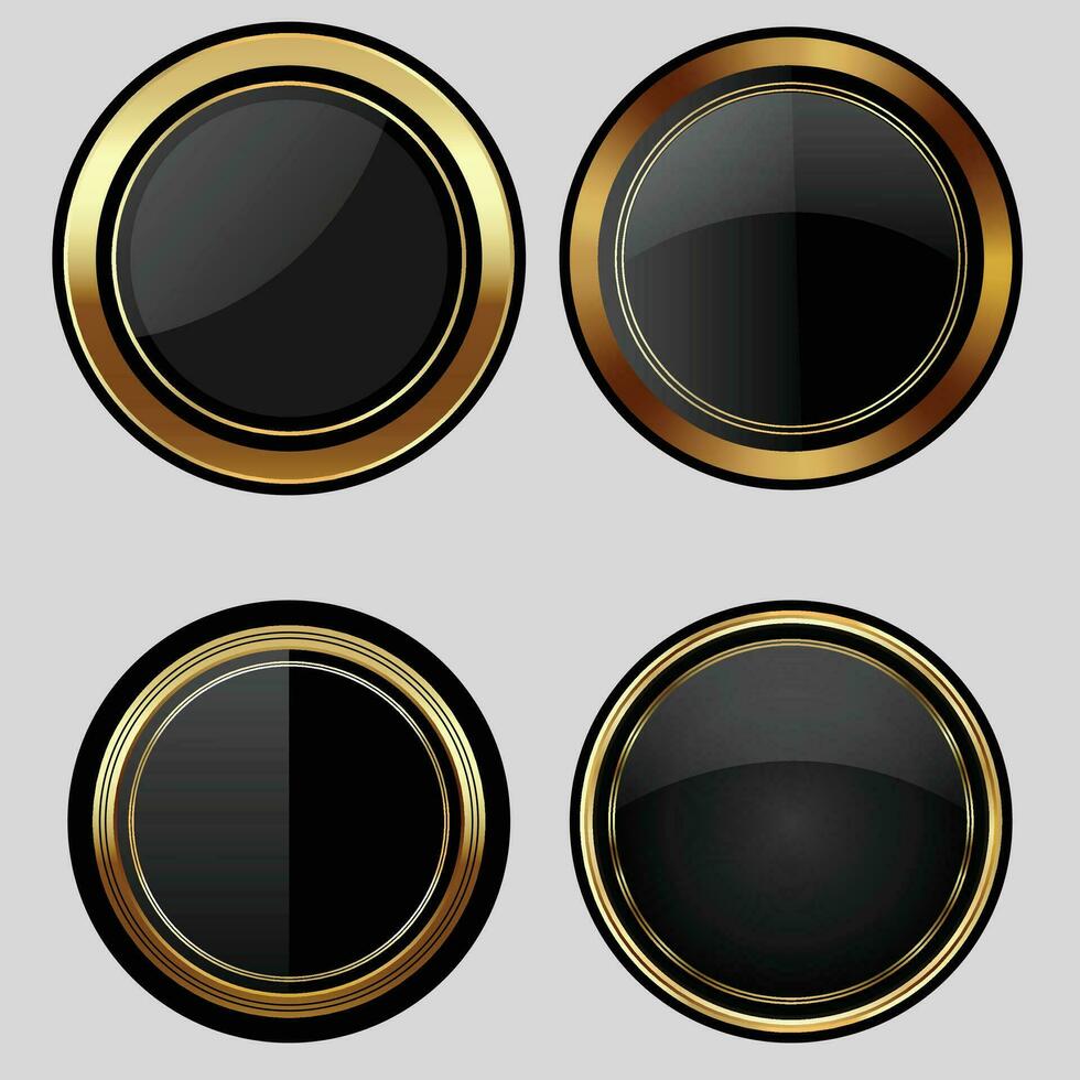 lujo dorado negro insignias y etiquetas. retro Clásico circulo Insignia diseño vector