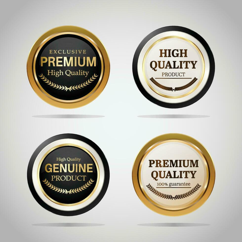 Luxury golden badges and labels. Retro vintage circle badge design vector