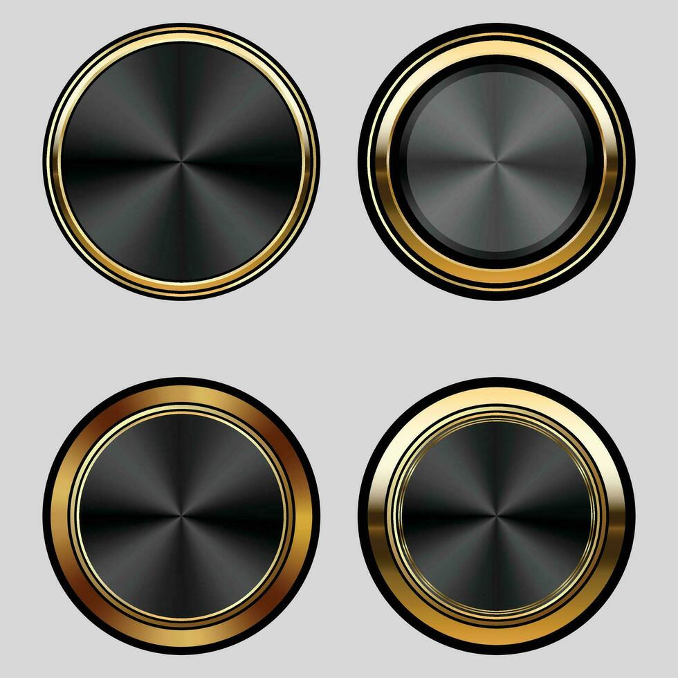 lujo dorado negro insignias y etiquetas. retro Clásico circulo Insignia diseño vector