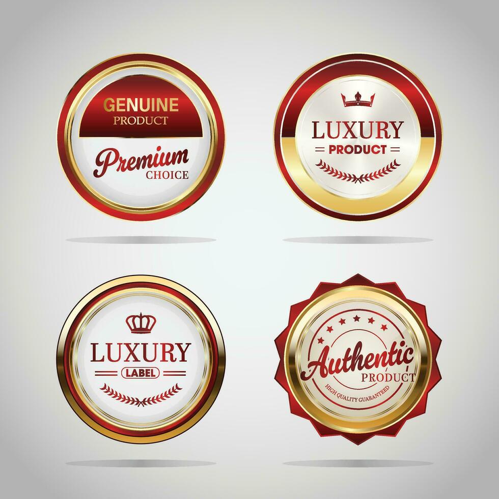 Luxury golden red badges and labels. Retro vintage circle badge design vector