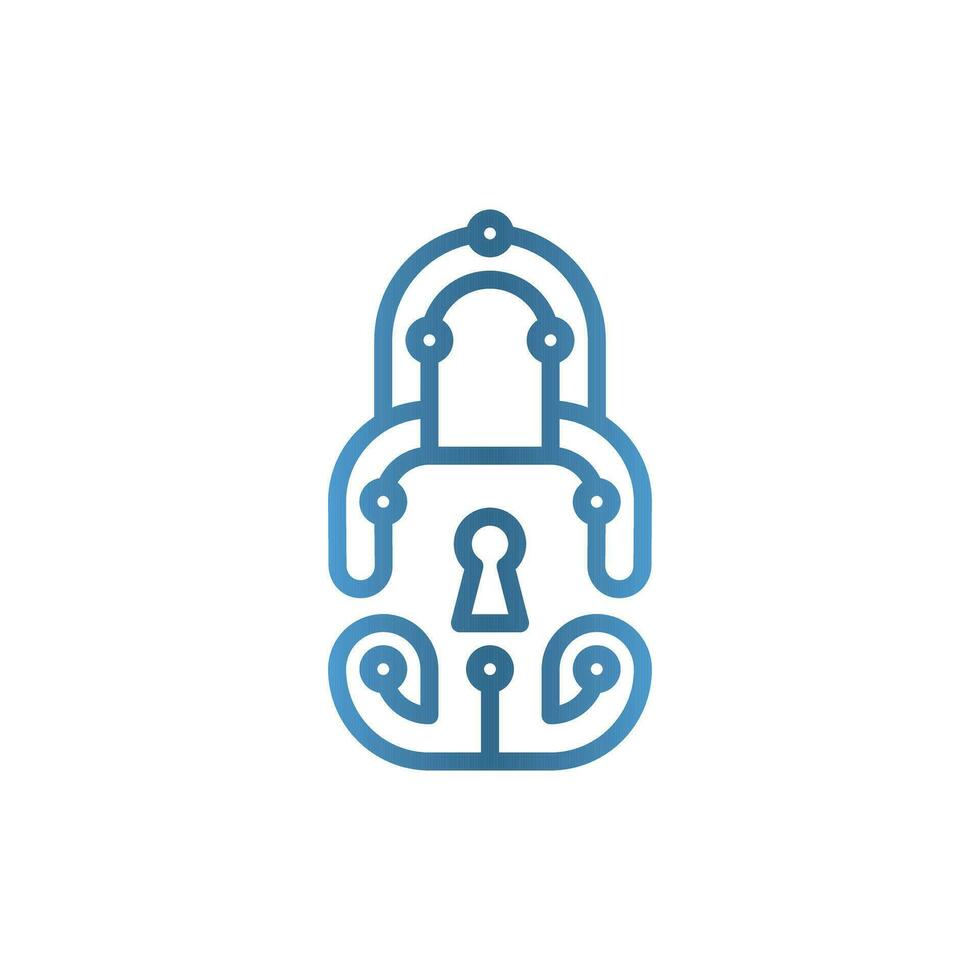 Padlock tech logo design vector,  padlock and circuit vector design. Cyber security logotype, suitable for your company