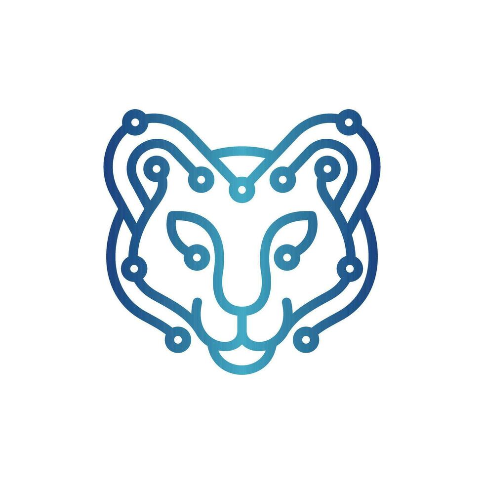 leopardo cara tecnología con circuito línea moderno logo, adecuado para tu empresa vector