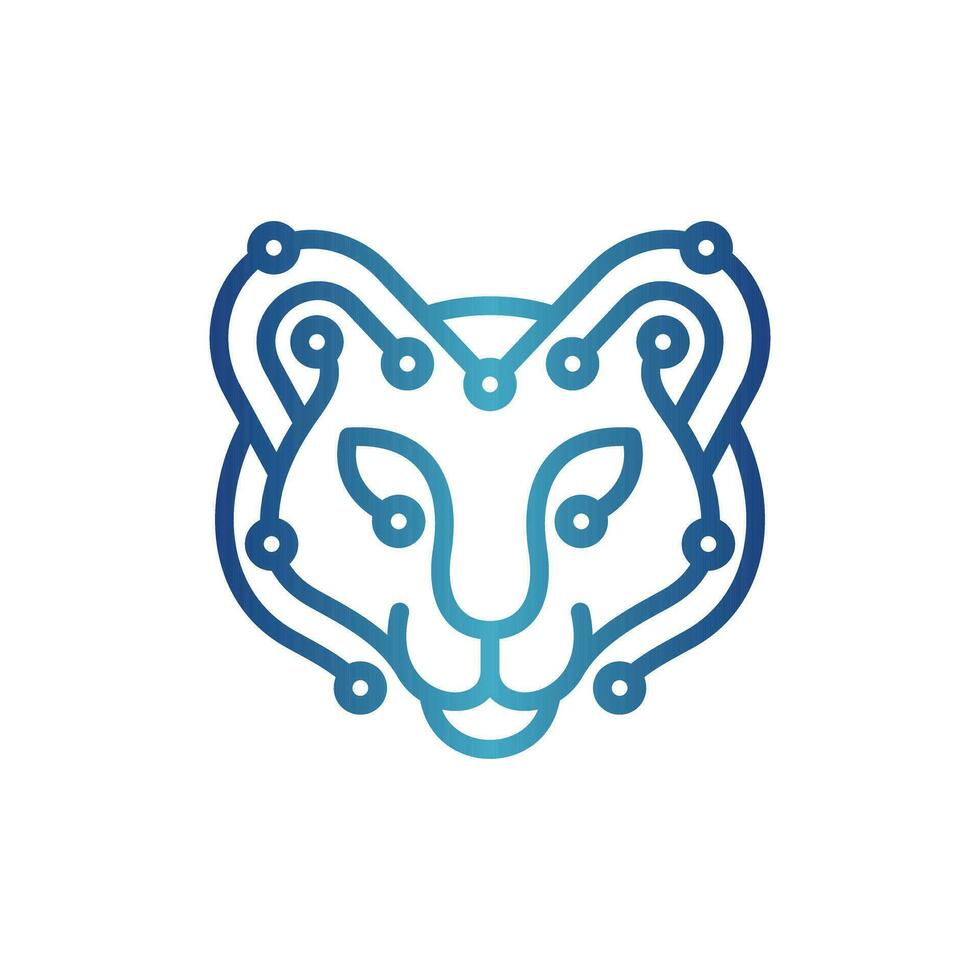 Cheetah Face Technology with circuit line modern logo, suitable for your company vector