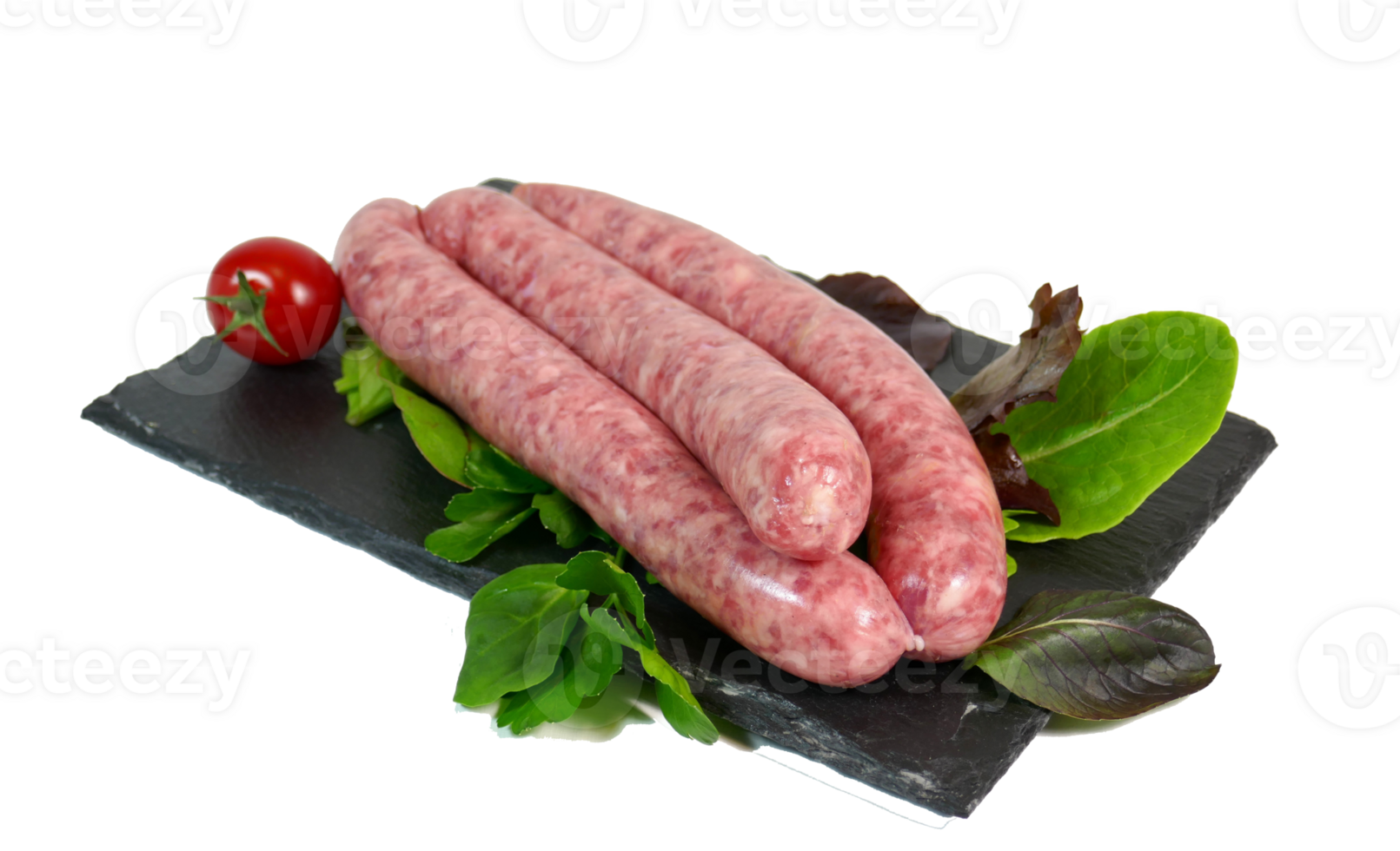 Tasty sausages and vegetables isolated over transparent background png illustration