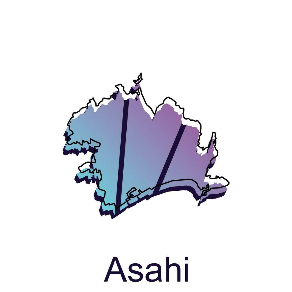 Map City of Asahi design, High detailed vector map - Japan Vector Design Template, suitable for your company