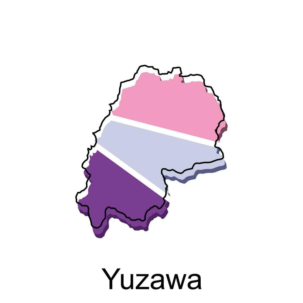 Map City of Yuzawa design, High detailed vector map - Japan Vector Design Template