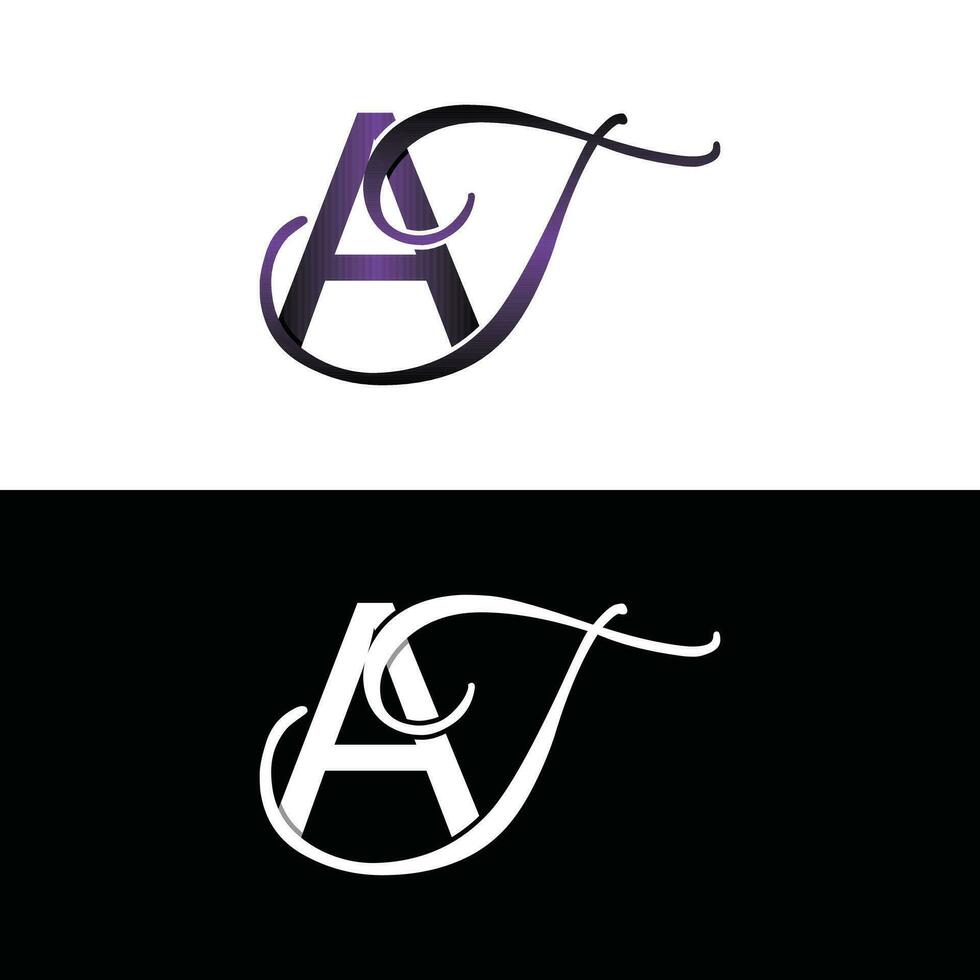 Letter AT luxury modern monogram logo vector design, logo initial vector mark element graphic illustration design template