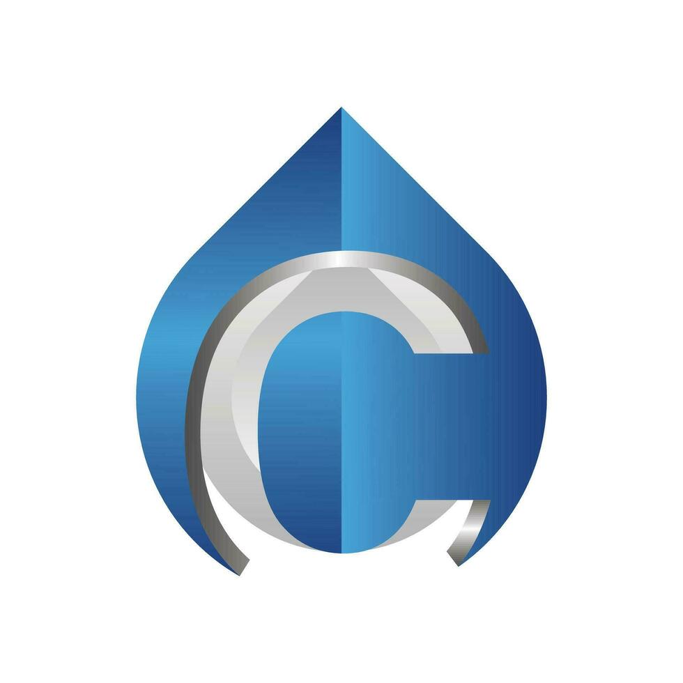 Letter C with Drop Water logo design, water drop and clean environment symbol, logotype element for template vector