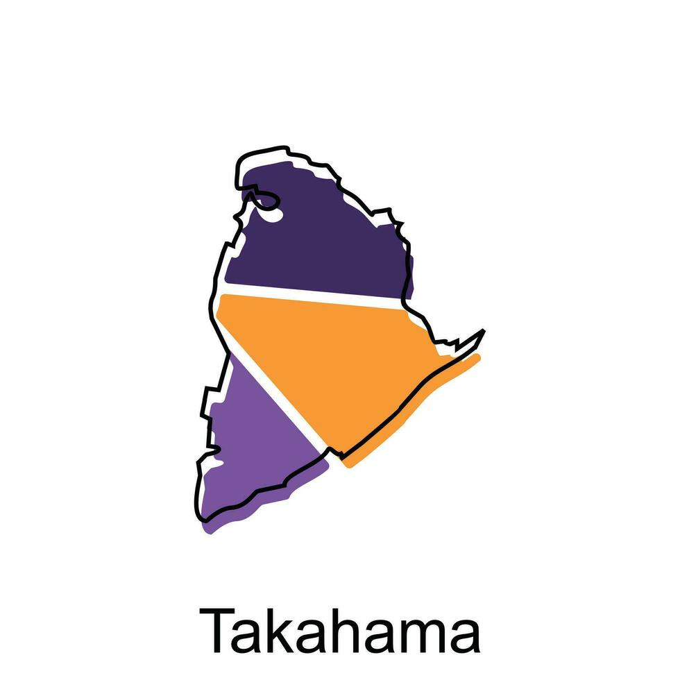 Map City of Takahama design, High detailed vector map - Japan Vector Design Template