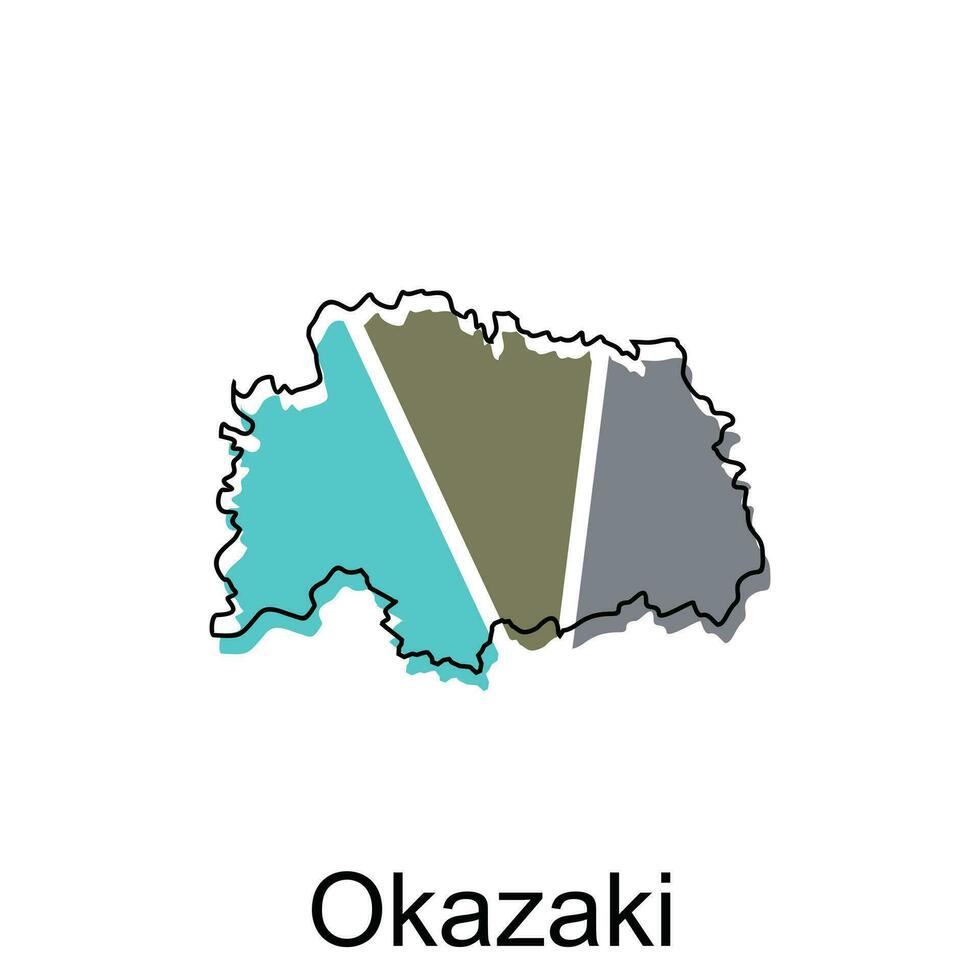 Map City of Okazaki design, High detailed vector map - Japan Vector Design Template