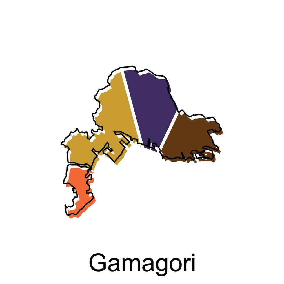 Map City of Gamagori design, High detailed vector map - Japan Vector Design Template