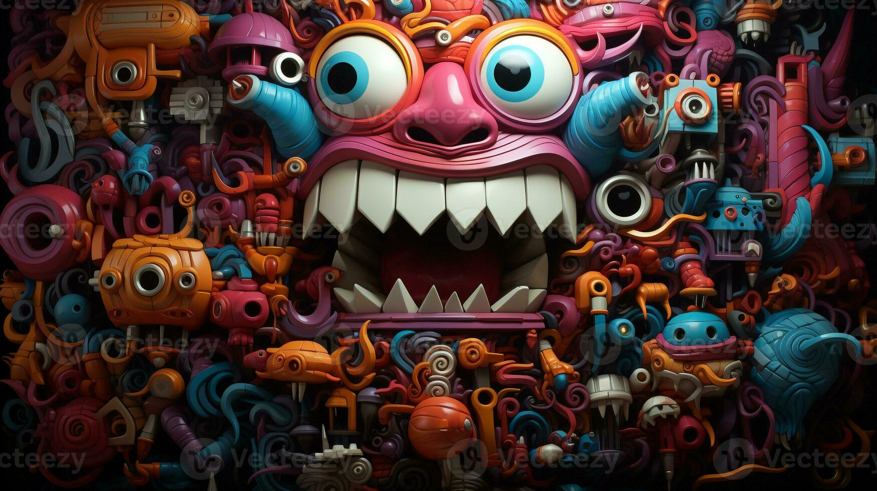 Background 3d doodle monster photo