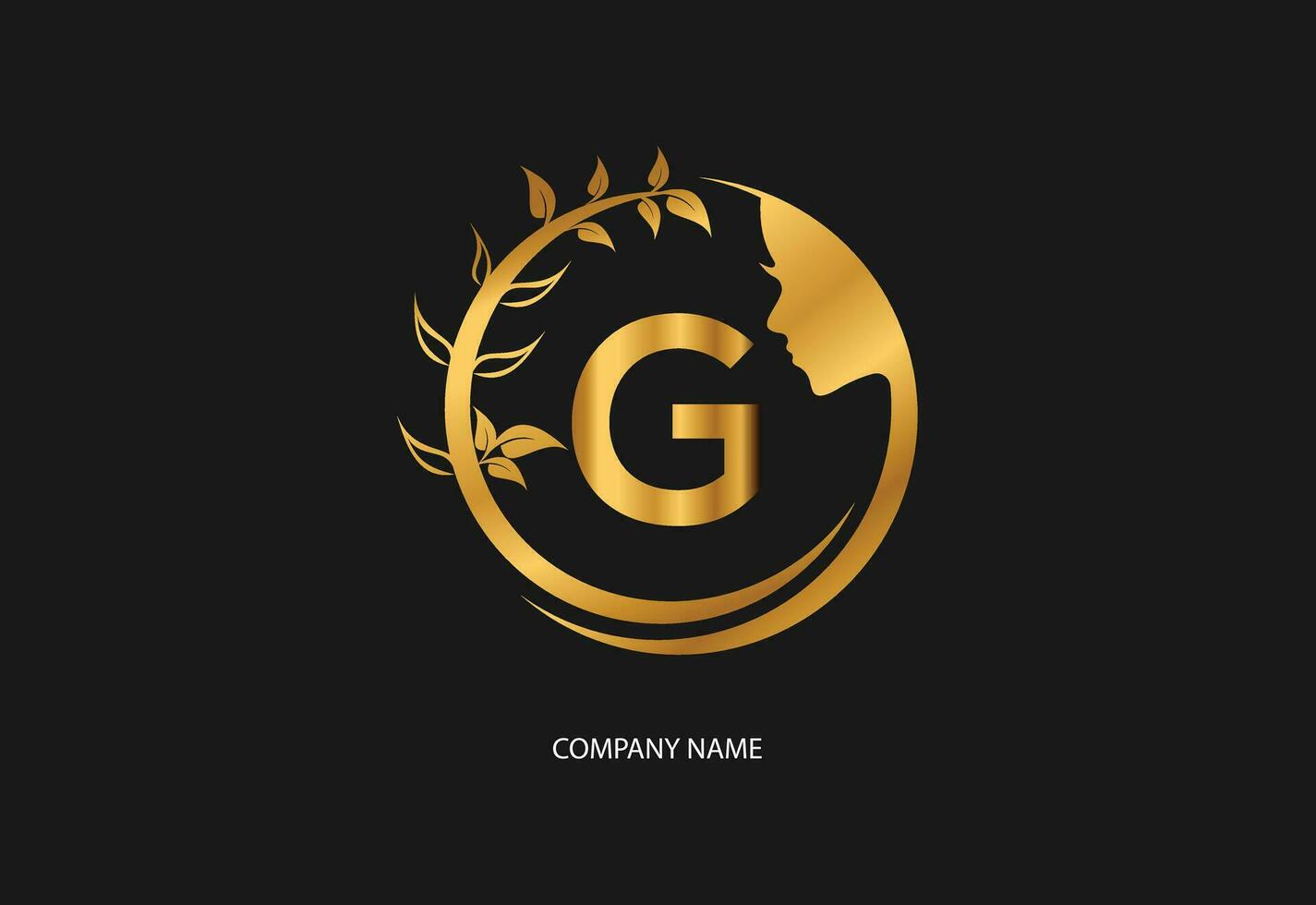 Beauty logo initial letter G with golden style color and leaf. Natural beauty logo template vector