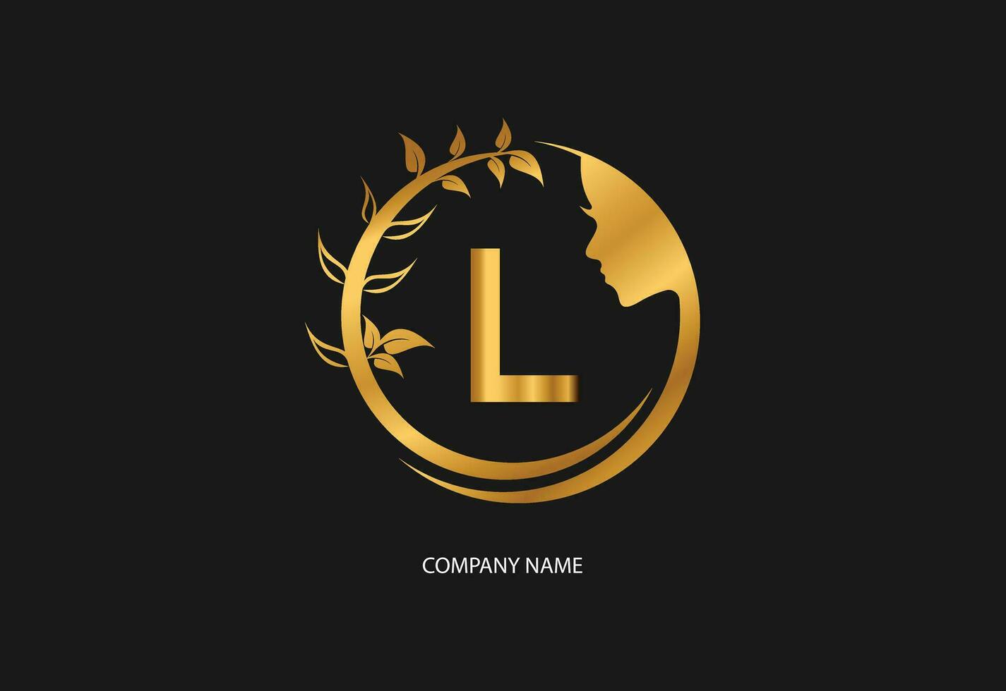 Beauty logo initial letter L with golden style color and leaf. Natural beauty logo template vector