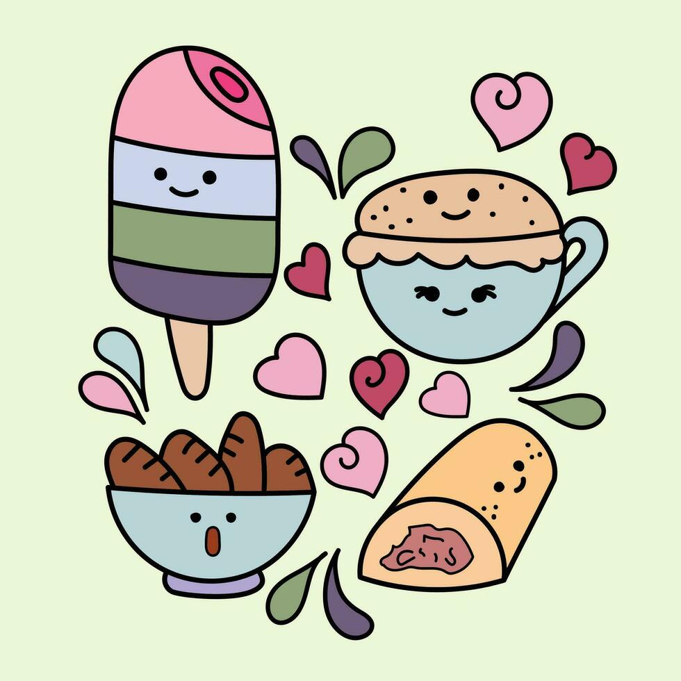 Adorable food vectors are perfect for product or sticker needs