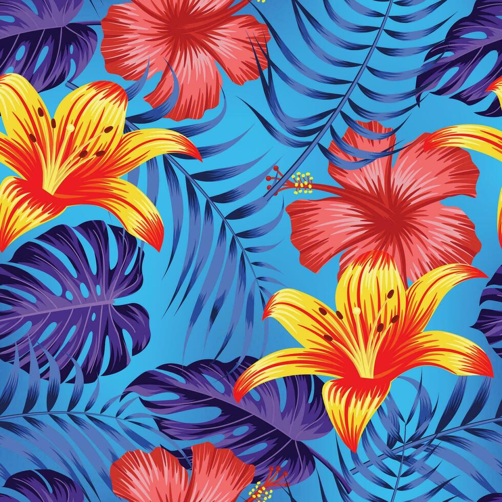 Floral seamless pattern with leaves. tropical background vector