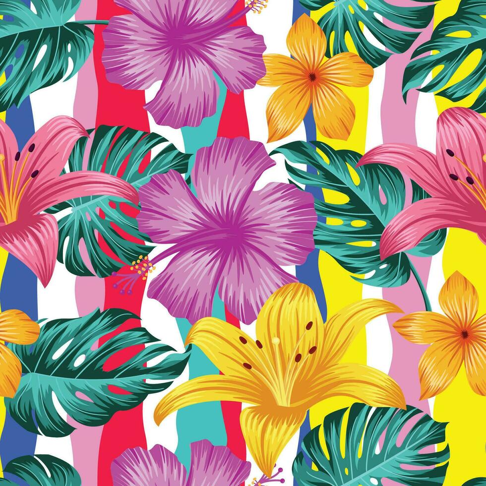 Floral seamless pattern with leaves. tropical background vector