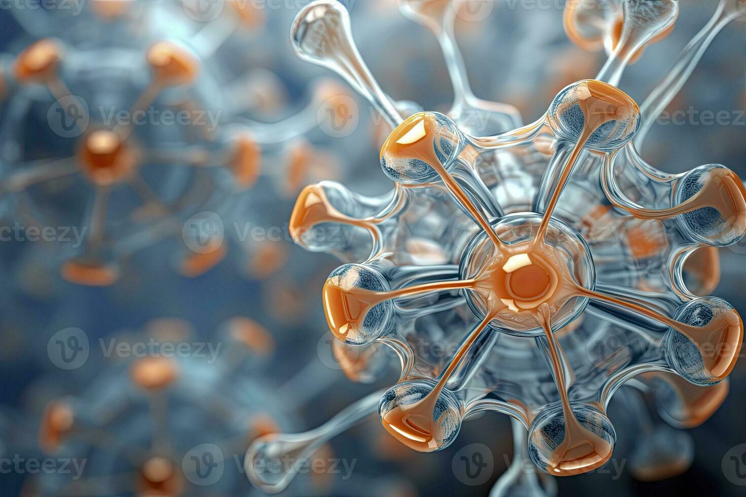 célula terapia para el cerebro. ligero Armada y naranja, lienzo humano integración. ai generado foto
