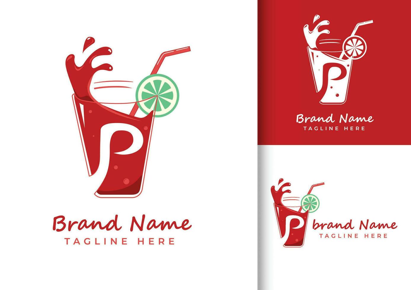 Letter P fresh juice logo design template vector