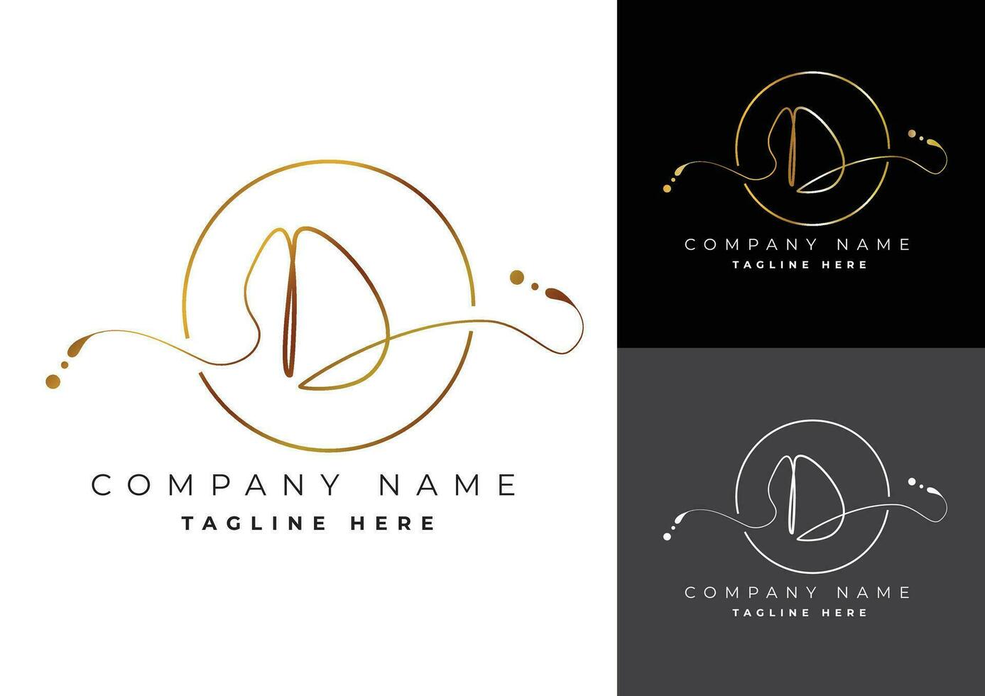 Letter D premium handwritten signature logo vector