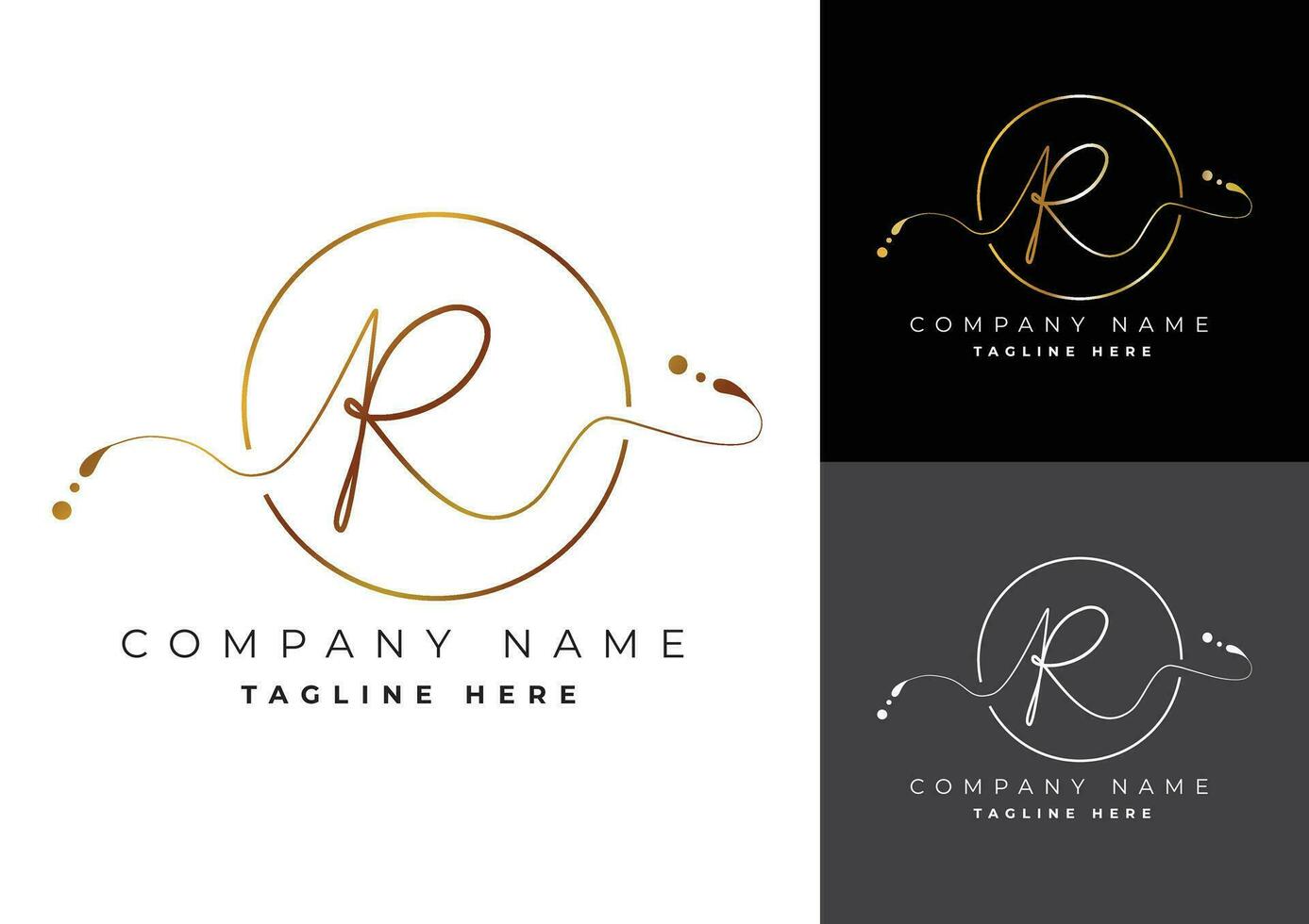 Letter R premium handwritten signature logo vector