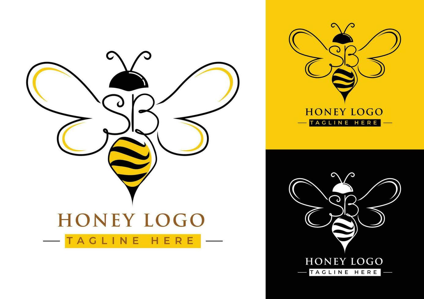Letter S and B honey bee logo template vector