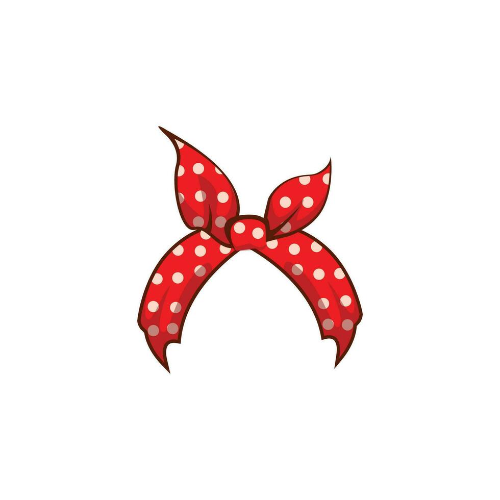 Retro headband red and white polka dot bandana isolated vector illustration