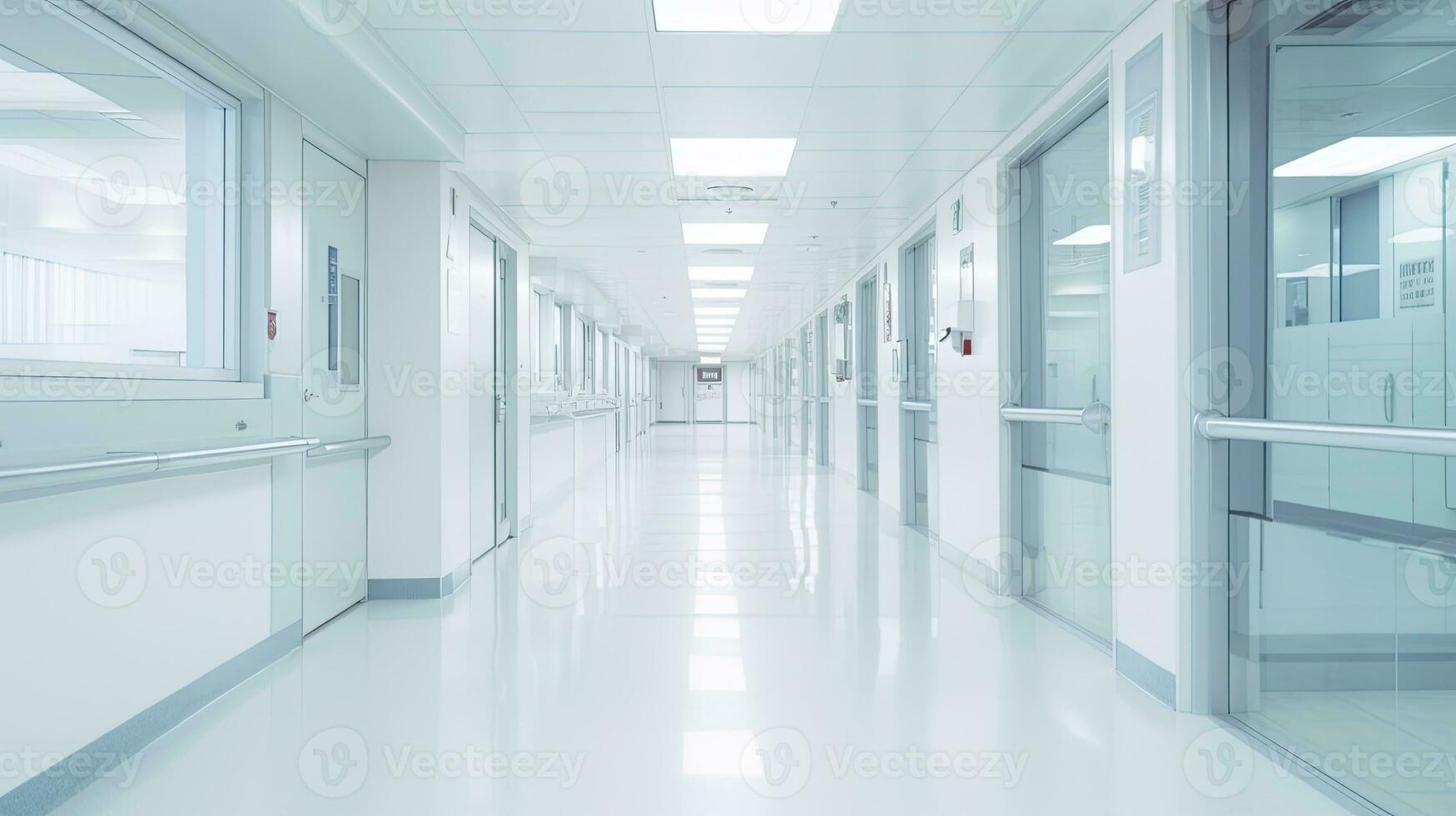 Blurred Background Image of a Hospital Corridor. World Health Day. AI Generated photo