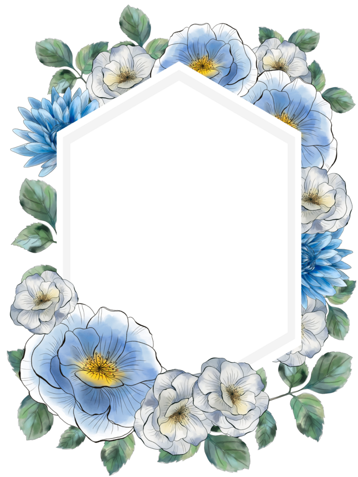 Template frame invitation greetings card label wreath border flower garden greenery png