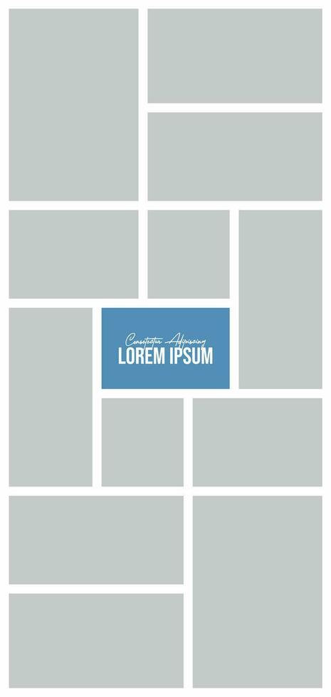 Pictures or photos frame collage and digital photo wall template vector