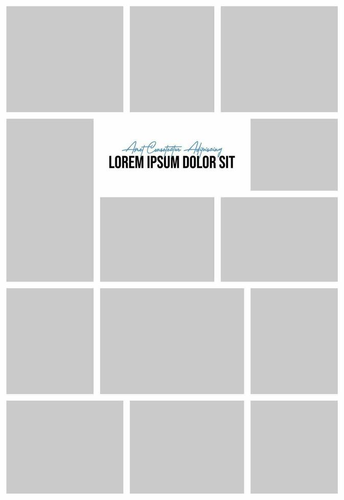 Pictures or photos frame collage and digital photo wall template vector
