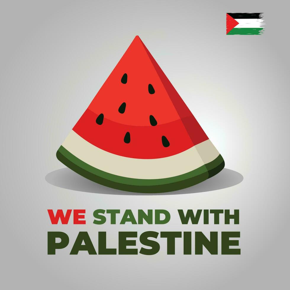 We Stand With Palestine with Watermelon Slice Vector Art Isolated