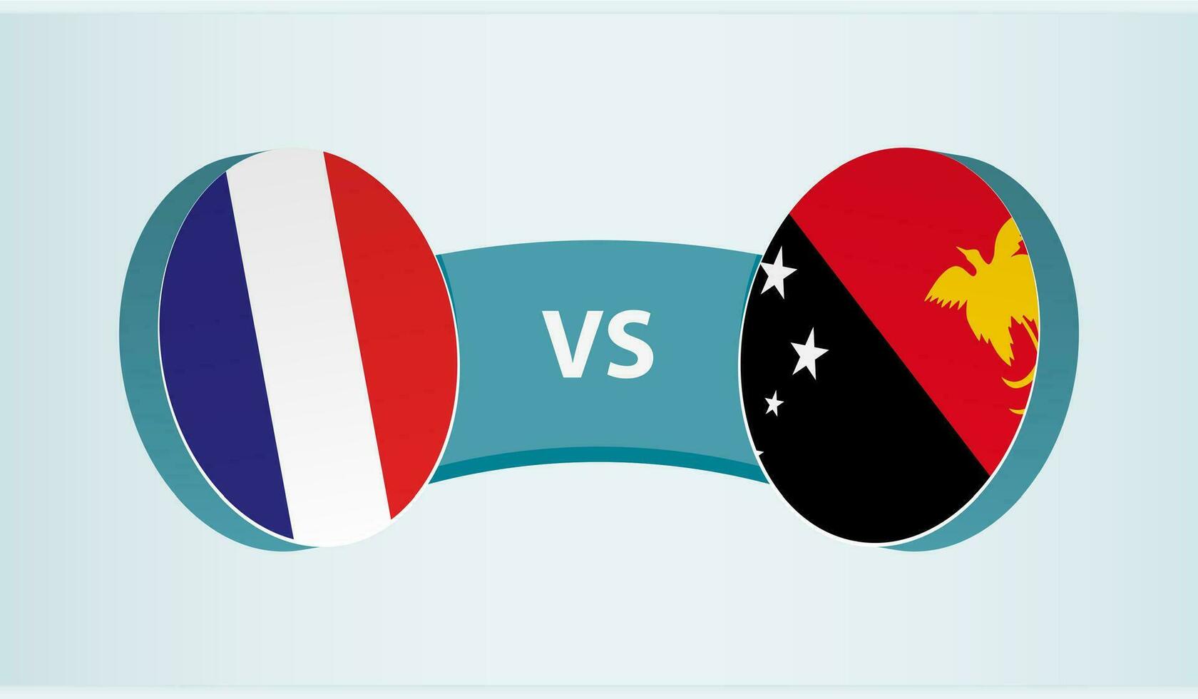 Francia versus Papuasia nuevo Guinea, equipo Deportes competencia concepto. vector