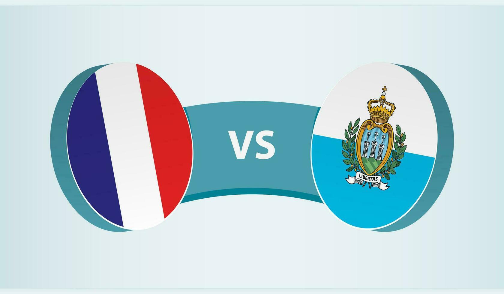 Francia versus san marino, equipo Deportes competencia concepto. vector