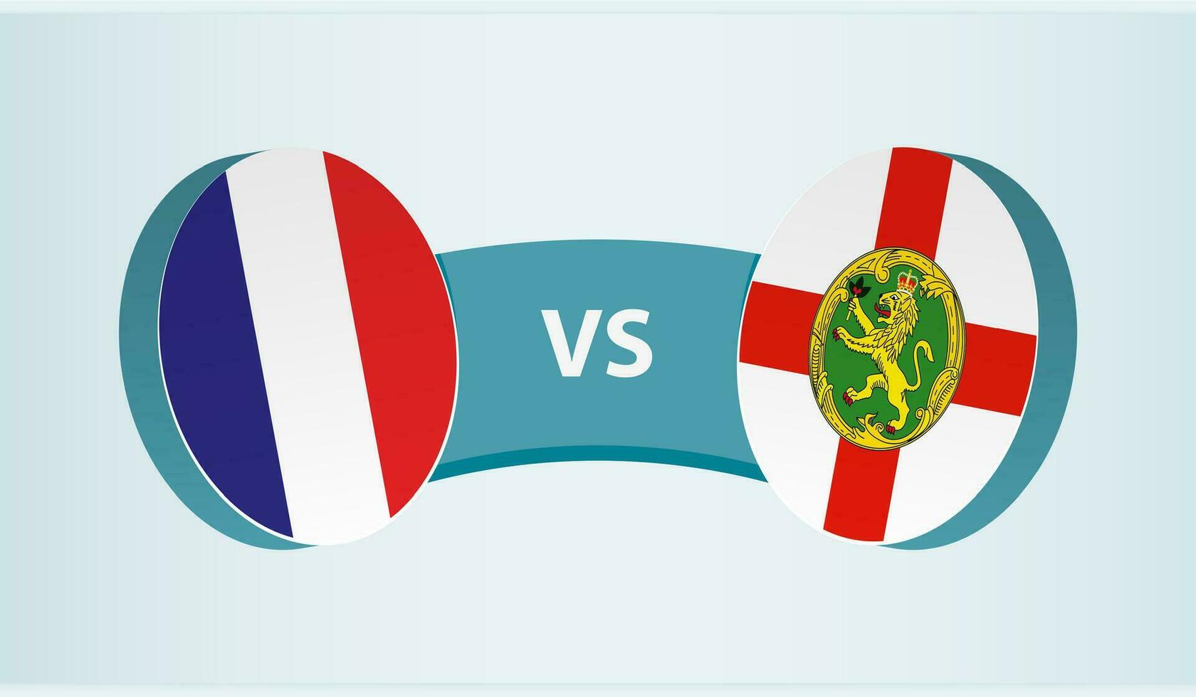 Francia versus Alderney, equipo Deportes competencia concepto. vector