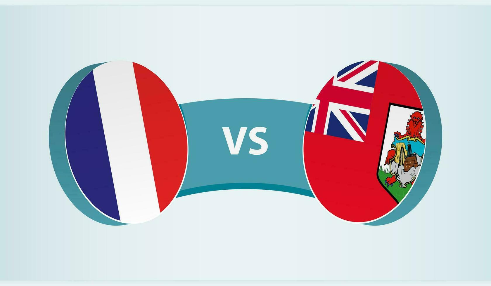 Francia versus islas Bermudas, equipo Deportes competencia concepto. vector