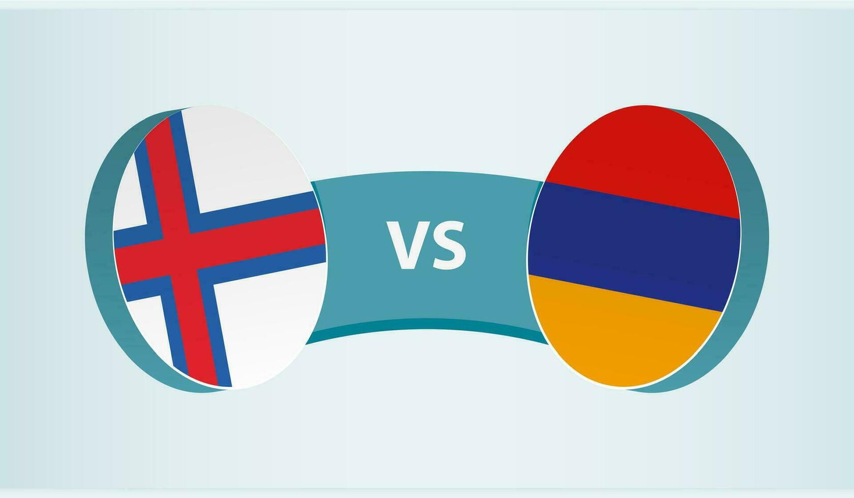 Feroe islas versus Armenia, equipo Deportes competencia concepto. vector