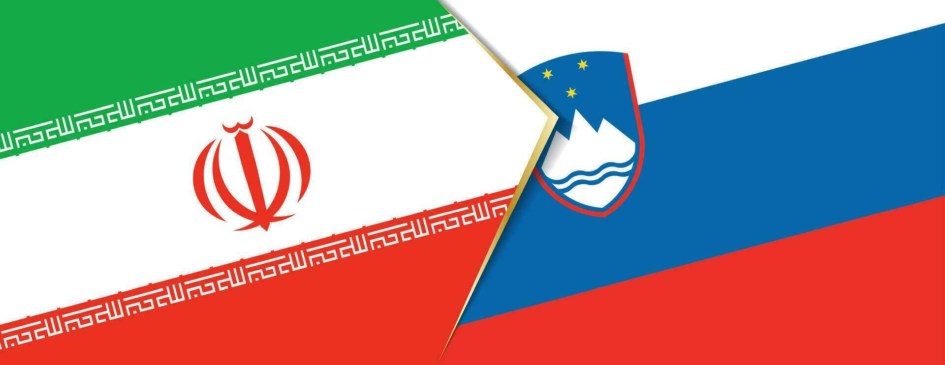 Iran and Slovenia flags, two vector flags.