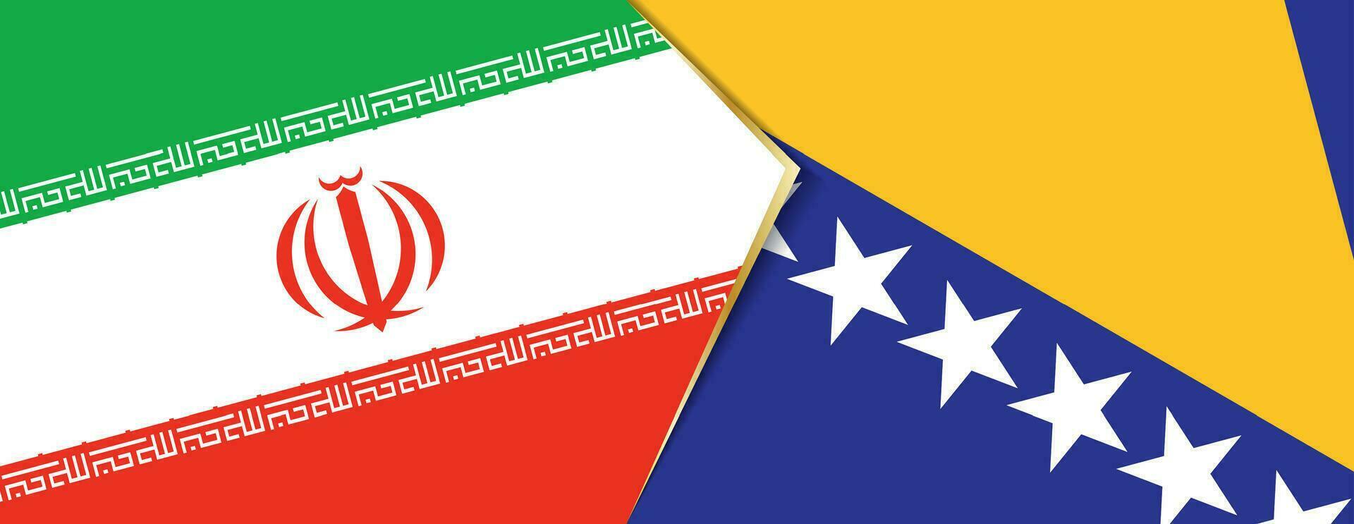 Iran and Bosnia and Herzegovina flags, two vector flags.