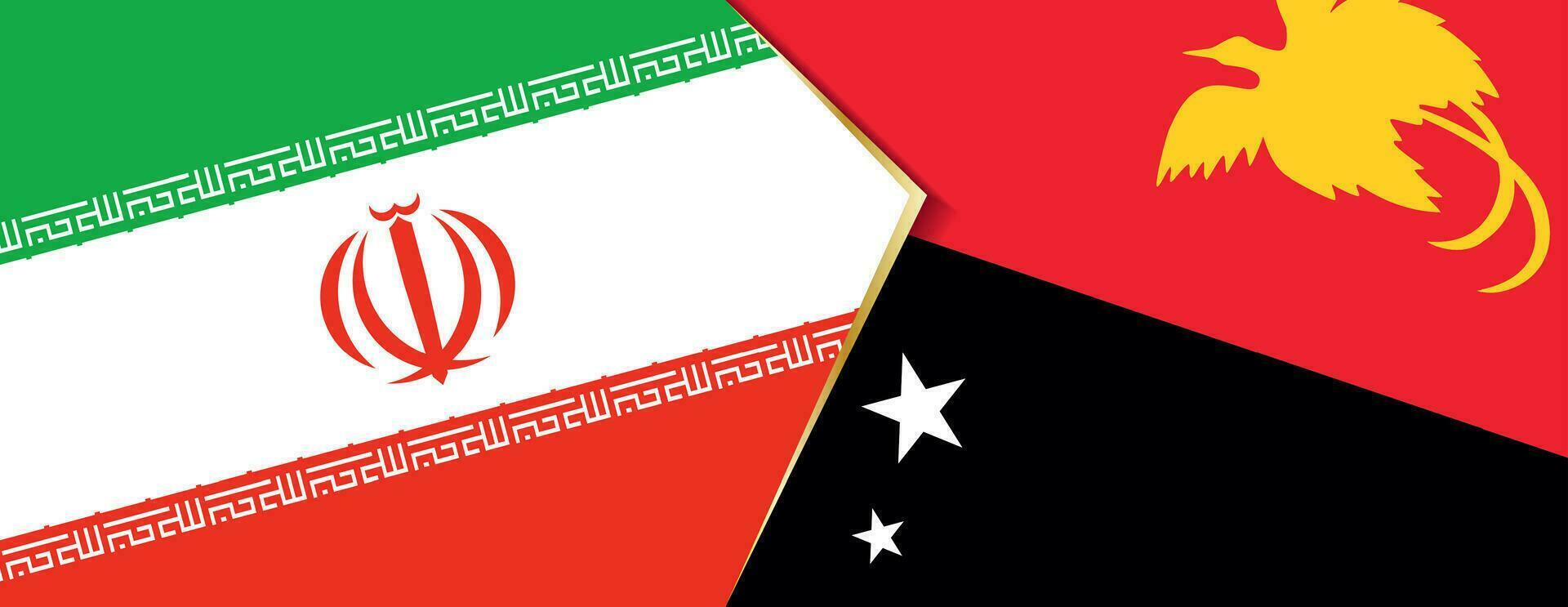 Iran and Papua New Guinea flags, two vector flags.