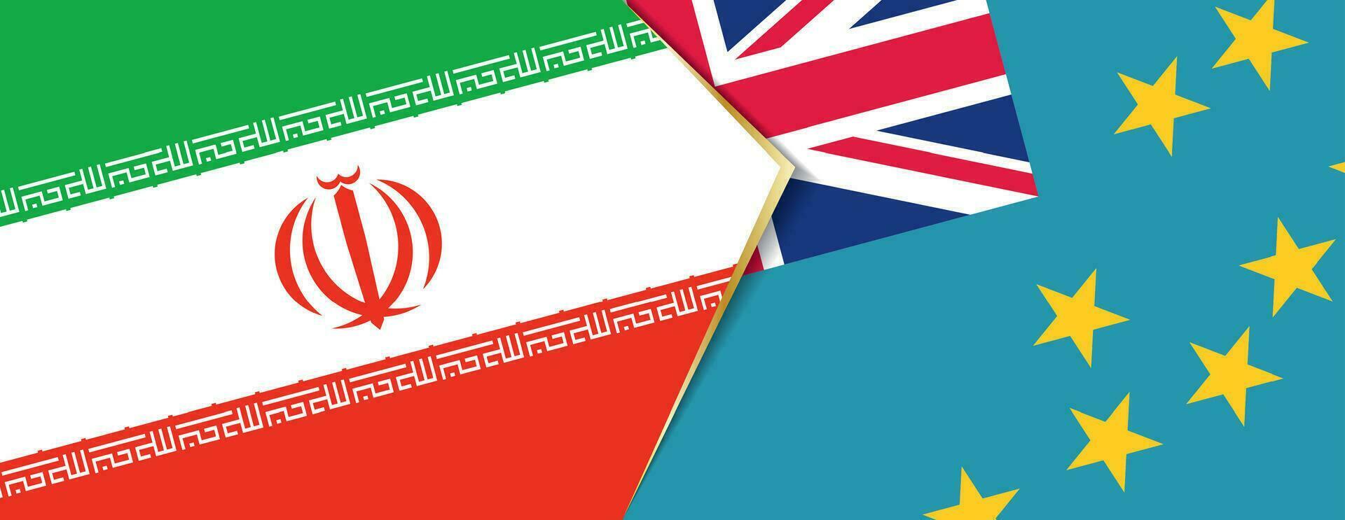 Iran and Tuvalu flags, two vector flags.