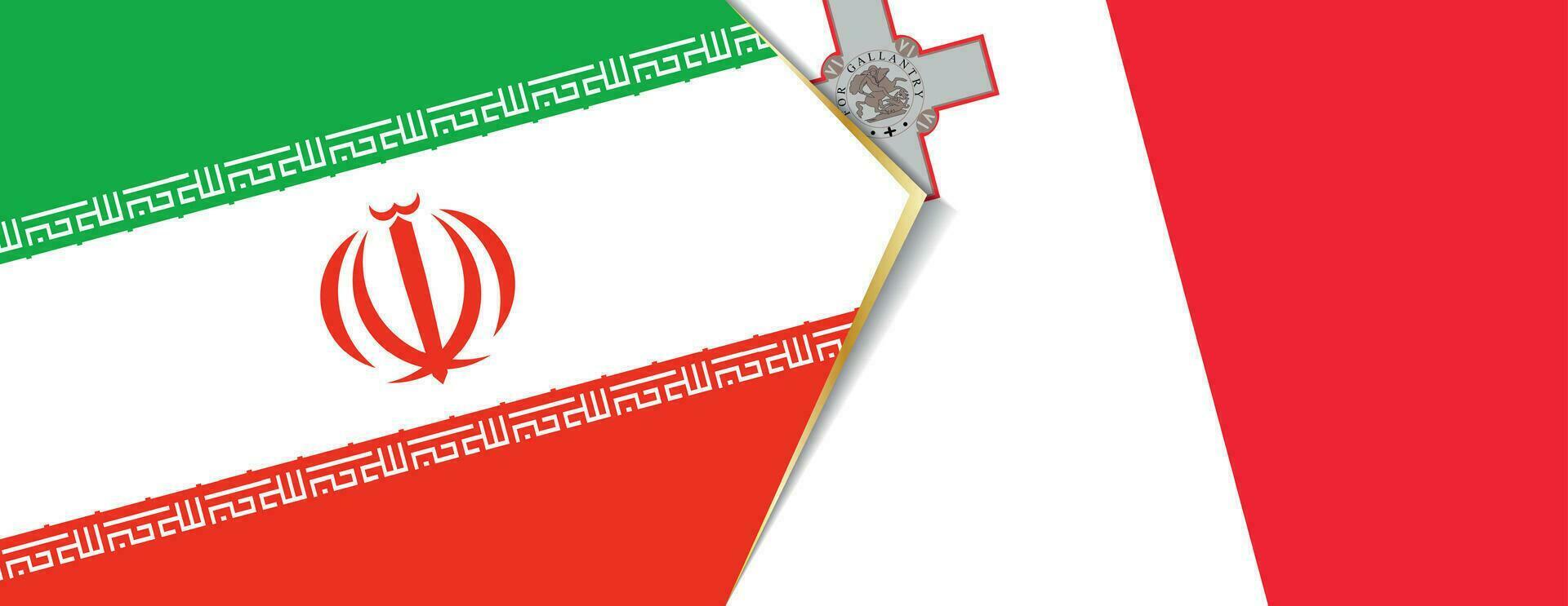 Iran and Malta flags, two vector flags.
