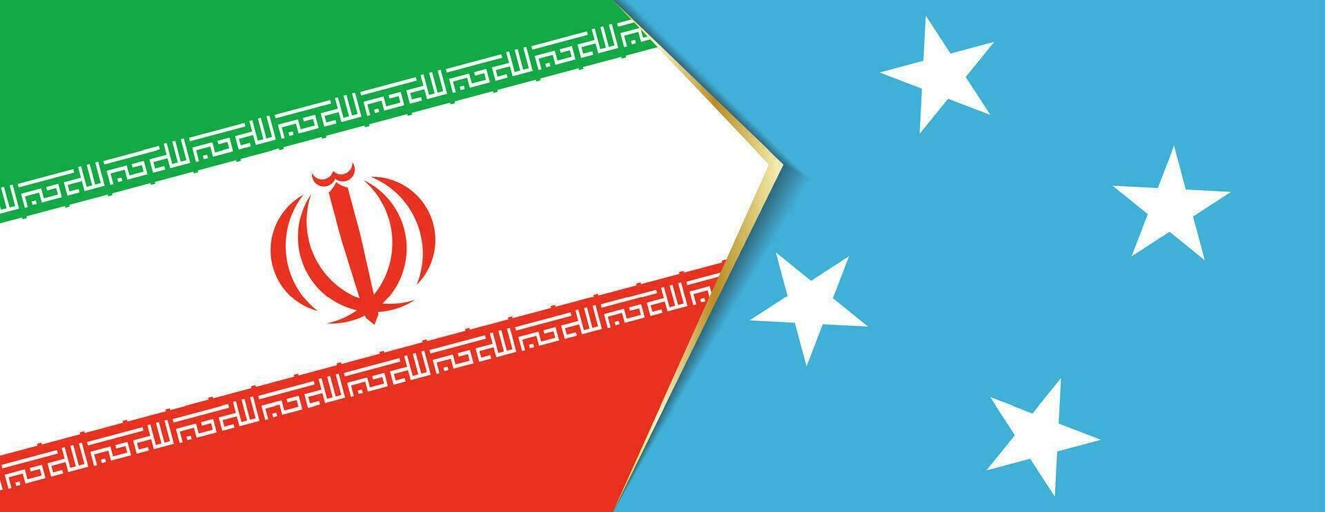 Iran and Micronesia flags, two vector flags.