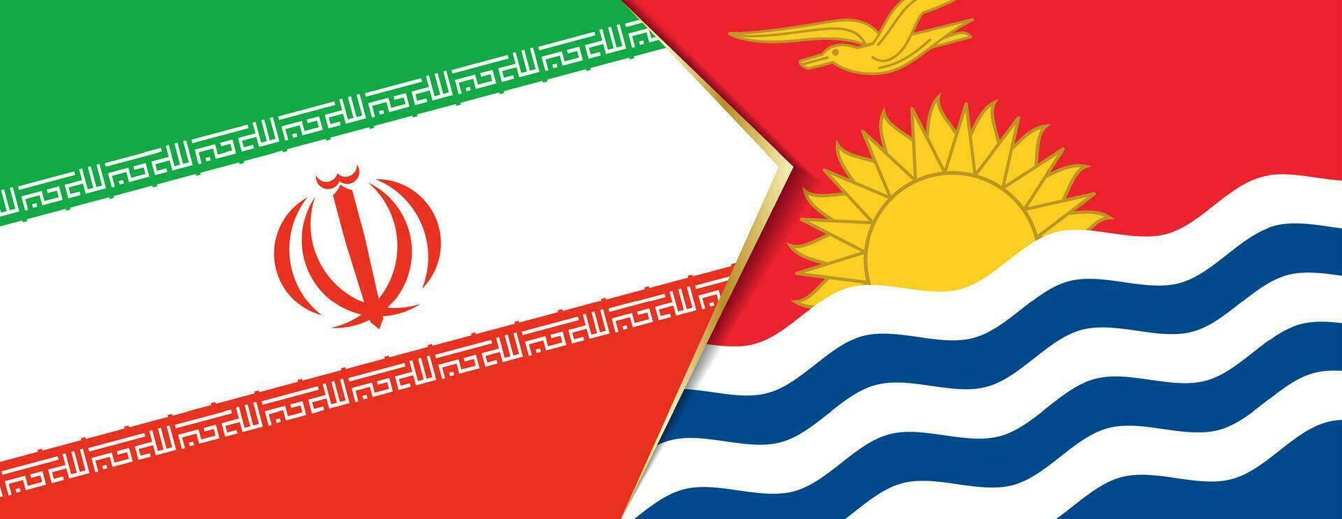 Iran and Kiribati flags, two vector flags.